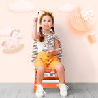 ACSTEP 9 Inch Folding Step Stool 2 Pack, Plastic Foldable Step Stools with Handle, 300 LB Non-Slip Stepping Stool for Kids and Adults, Portable for Kitchen, Bathroom (Orange & Light Purple)