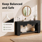 IBF Black Oak Console Table, 63” Long Wood Entryway Table with Storage | 2-Tier Modern Sofa Table Behind Couch for Home Living Room, Rectangular Entry Table for Hallway Entrance Foyer Front Door