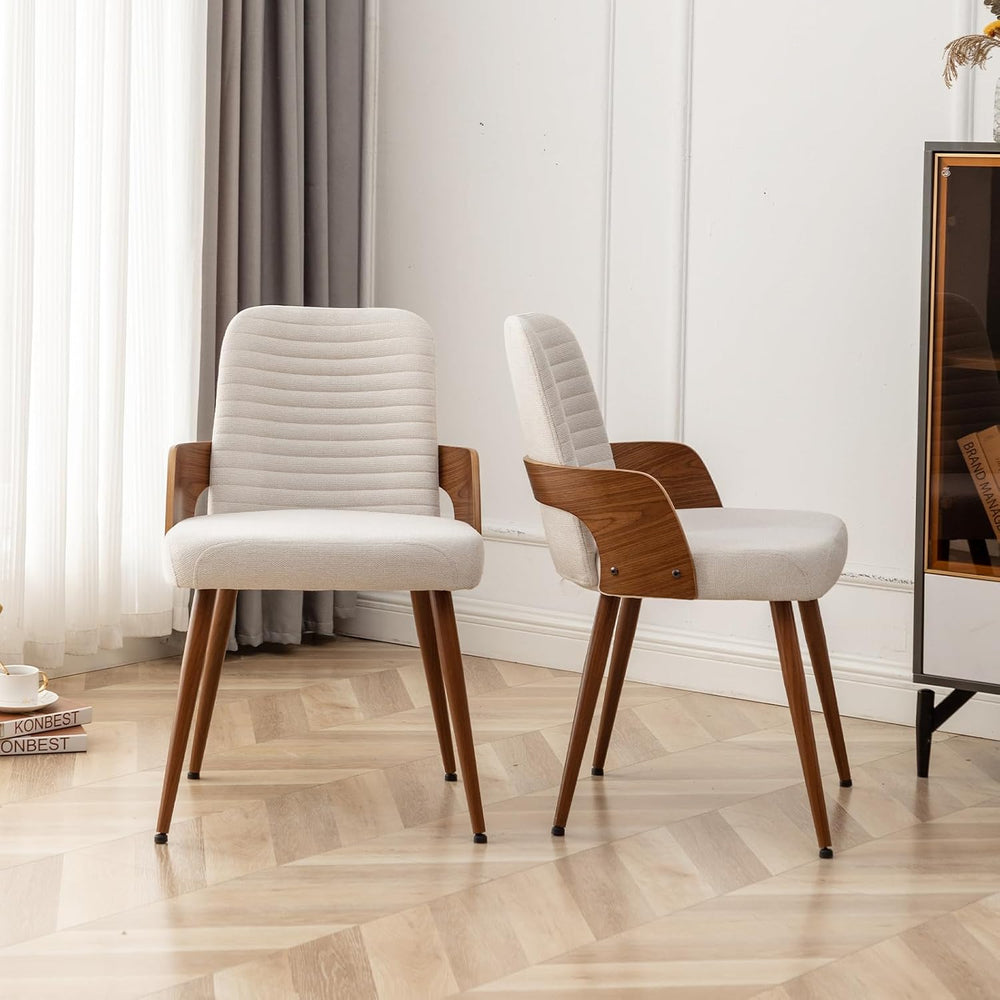 Dining Room Chairs,Mid Century Modern Kitchen Chairs,Upholstered Beige Fabric...