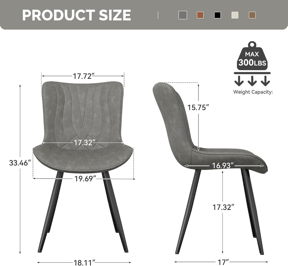 Dining Chair Set of 4 PU Leather Dining Room Chairs Upholstered Comfy Dining ...