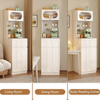 Kitchen Pantry Storage Cabinet with Drawer, Tall Kitchen Storage Hutch Cabinet, Assembly Required, Coffee Bar Workstation, for Dining Room, Living Room(White,170x50cm/66.9x19.7in)