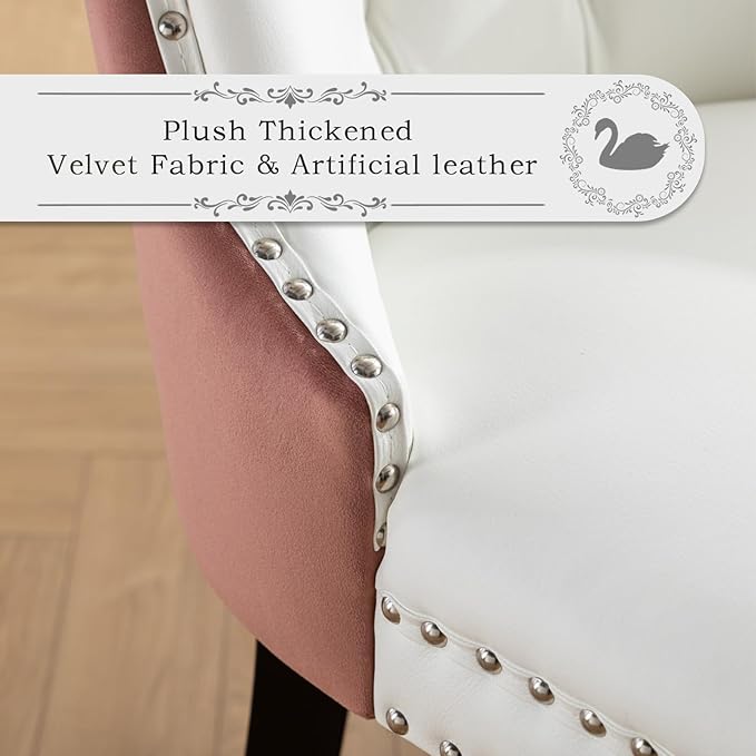 Leather Upholstered Dining Chairs Set of 2, Modern Style Kitchen Side Chairs ...