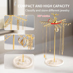 Necklace Holder Jewelry Stand, Rotating Necklace Holder Organizer with 48 Hooks for Necklace Earring Keychains Bracelet Display Stand, Metal Necklace Tree Stand -Women Gifts (Gold)