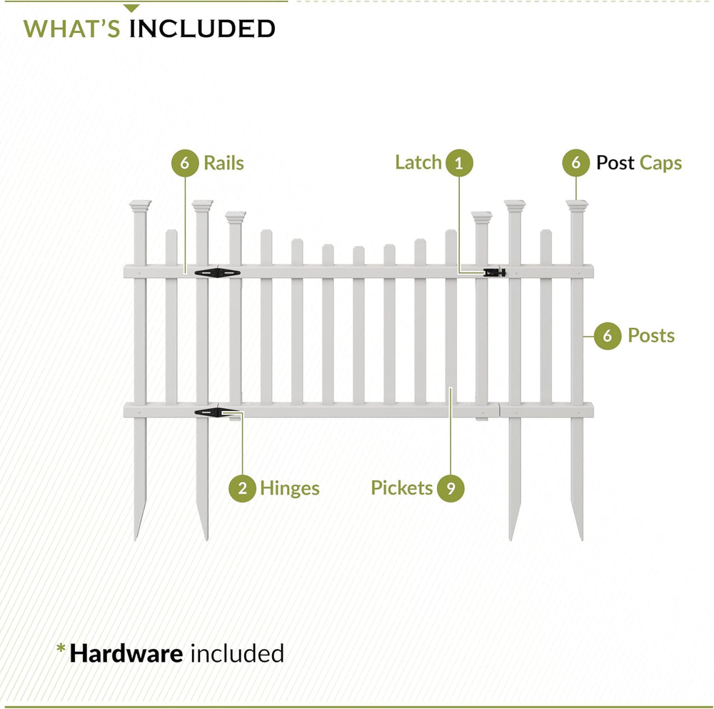 Zippity Madison Picket Gate, White Vinyl DIY No Dig Kit