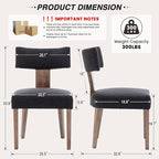 HNY Mid Century Modern Dining Chairs Set of 6, Farmhouse Linen Upholstered Accent Chairs Curved Backrest Kitchen Chairs, with Hardwood Frame, Charcoal