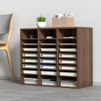 VEVOR 24-Compartment Office Mailbox, Adjustable Shelves, Wood Literature Sorter 29x12x24.4 inches – Ideal for Office, Home, Classroom, Mailrooms Organization – EPA Certified (Brown)