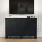 47" Black Sideboard Buffet Cabinet with Storage Modern Credenza with Doors Heavy Duty Wood TV Media Console Table Accent Cabinet for Living Room Hallway Entryway