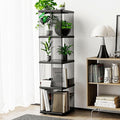 4 Tier Rotating Bookshelf, Small Corner Bookshelf for Small Space, 360 Display Floor Standing Bookcase, Lazy Susan Plastic Narrow Book Organizer Shelf for Bedroom, Living Room, Rectangular