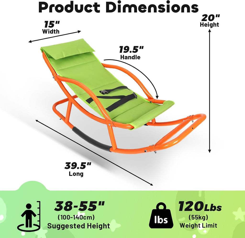 Large Size Kids Sensory Rocking Chair for Children Under 55 Inches Tall, Autism and ADHD Balance Seat Helps Kids Relax, Focus and Play, Indoor & Outdoor Rocker for Bedroom, Nursery and Sensory Room
