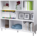 Wood Cube Storage Organizer White Bookshelf - 3-Tier Freestanding Storage Cabinet with Legs for Home Office, 8-Cubes Open Shelf