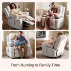 MAMAZING Lullapod Power Nursery Recliner Rocking Chair, Triple Motor Power Recliner with HugAssist Armrest, 270° Swivel Glider and Quiet Rocking Chair Nursery with Dual Charging Port and Storage
