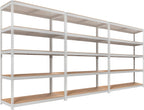 HOMEDANT 5 Tier Storage Shelves Adjustable Laminated Boltless Garage Metal Shelving Unit Heavy Duty Utility Rack Shelf Warehouse Pantry Closet Kitchen (3, (L) 48.1" W, White)