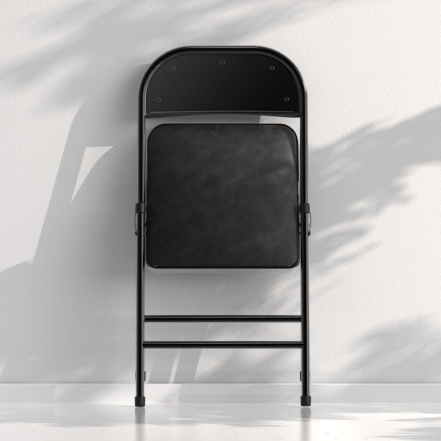 Nazhura 8 Pack Folding Chairs with Padded Vinyl Cushion Chairs with Comfortable Cushion and Durable Steel Frame for Home and Office, for Indoor and Outdoor Events Black 8PACK