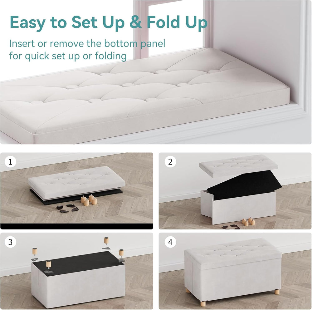 BRIAN & DANY 30 Inches Folding Storage Ottoman Bench, Ottoman with Storag...