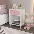 26.77"H Wooden Nightstand with Drawer & Open Shelf, Bedside End Table | Compact Storage Side Table Fits Bedrooms, Dorms for Kids and Adults Daily Use
