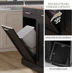 4 EVER WINNER 53" Kitchen Island Cart with Hidden Trash Storage, 3-Tier Spice Rack & Adjustable Shelves, Mobile Kitchen Counter on 5-Wheel Casters, Black