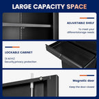 Yizosh Metal Garage Storage Cabinet with Locking Doors and Adjustable Shelves, 71" Tool Storage Cabinet with 1 Drawer for Garage,Warehouse (Black)