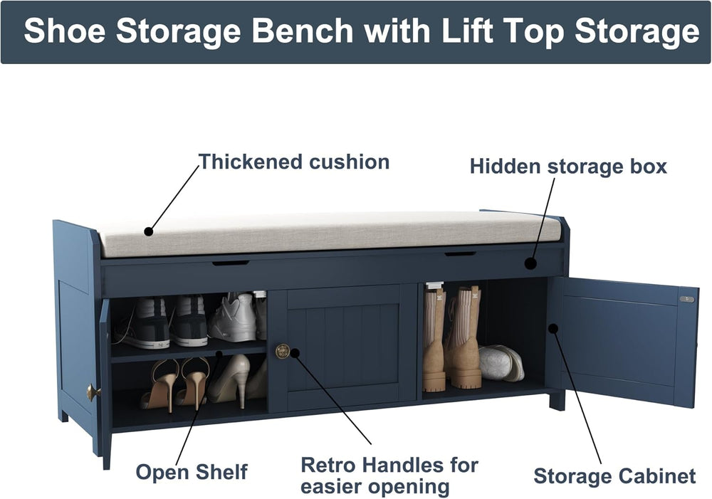HOMEFORT 41.3" Shoe Bench with Lift Top Storage, Entryway Bench with Cus...