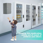 biosp First Aid Wall Mount Medicine Cabinet with Lock, Steel Drug Cabinet with Double Door, Locking Narcotics Safe, 3 Tier Emergency Box, Secure Steel Lock Box for Medication, Grey