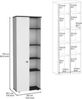 67" H Kitchen Pantry, Storage Cabinet with 1 Door, 5 Interior Shelves and 5 Exterior Shelves, White+Black, Easy to Maintain, for Dining Room