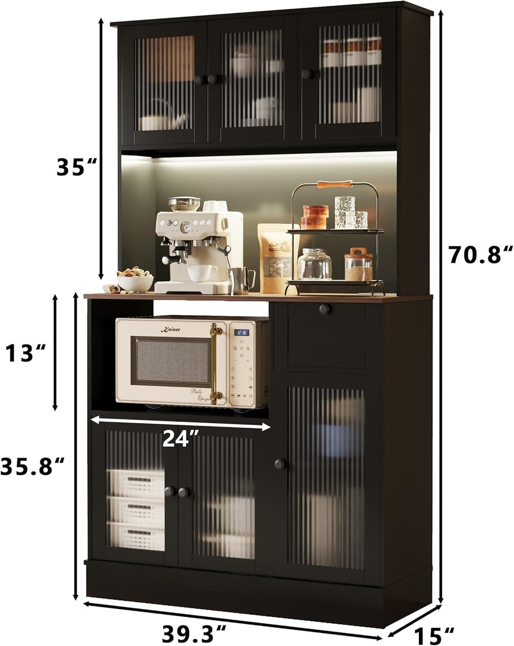 71" Kitchen Hutch Cabinet with Storage for Living & Dining Room, Kit...