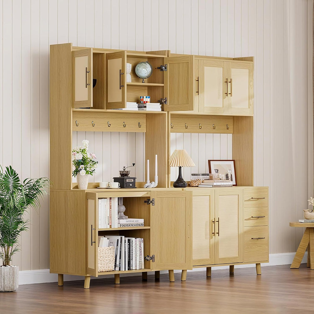 71" Tall Kitchen Pantry Cabinet with Storage, Freestanding Hutch Sideboa...