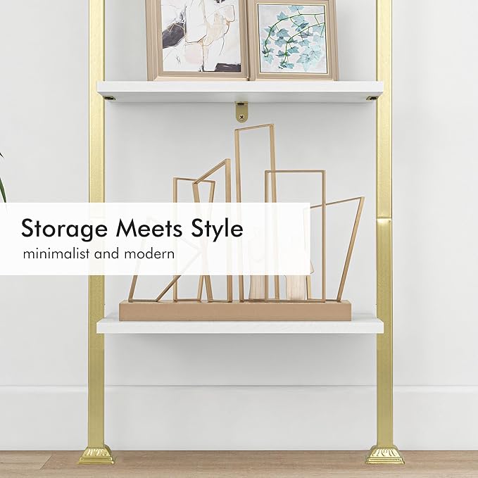 Axeman 5-Tier Ladder Bookcase, Tall Narrow Bookshelf for Small Spaces, Modern...