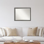 Amanti Art Grey Wall Mirror 25x31 Regis Barnwood Grey Narrow Rectangle Bathroom Mirror for Wall Decor Living Room, Large Country Rustic Wood Frame, Hangs Horizonally and Vertically, Bathroom Decor,