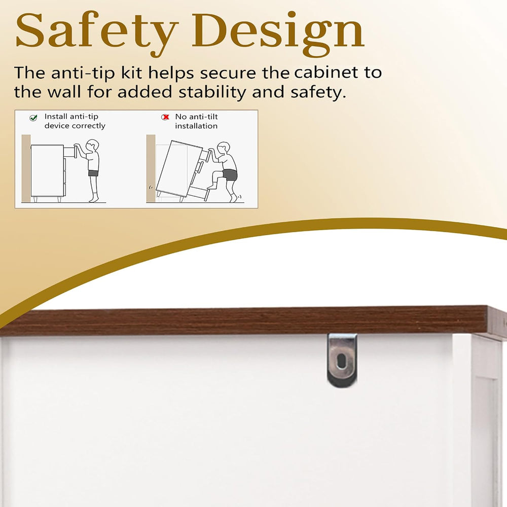 Modern Freestanding Storage Cabinet with Drawers Shelves and Countertop, Buff...