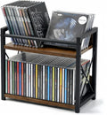 CroBlissful 2-tier CD Holder CD Storage Rack for Display Countertop Media Organizer with Display Top Shelf for Home Office Living Room Kitchen, Music Enthusiasts, Holds up to 57 Standard Cases