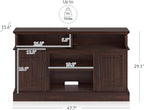 BELLEZE Modern 48" Farmhouse Wood TV Stand & Media Entertainment Center Console Table for TVs up to 50 Inch with Open Storage Shelves & Cabinets - Norrell (Espresso)