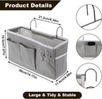 2 Pack Bedside Storage Caddy Organizer Bedside Hanging Storage Bag with Pockets for Headboards Bunk Beds Dorm Rooms Book Phone Magazine Holder Bunk bed Shelf Accessories (Grey)