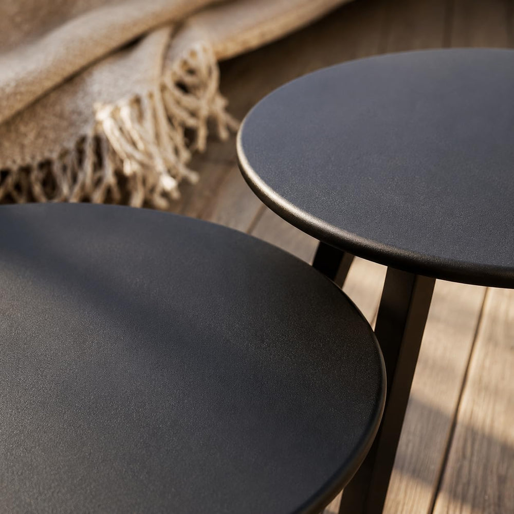Weather Resistant Modern 2 Piece Round Nesting Coffee Table Set