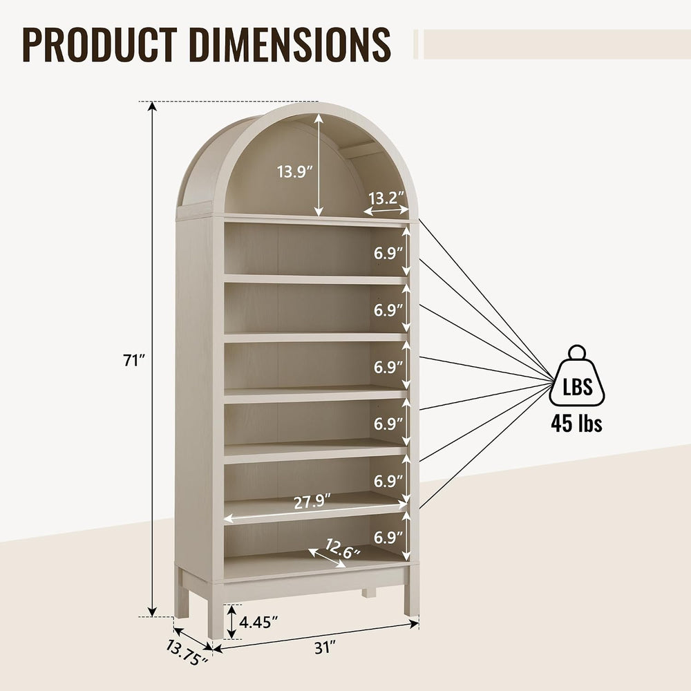 IFBUY 71" Tall Arched Bathroom Storage Cabinet, 7-Tier Modern Farmhouse ...