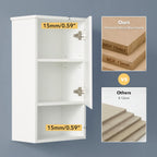 Bathroom Wall Cabinet with Single Door, Soft-Close Hinges, 15x27 inch Wooden Medicine Cabinet for Small Kitchen, Laundry, Entryway, Durable MDF Construction