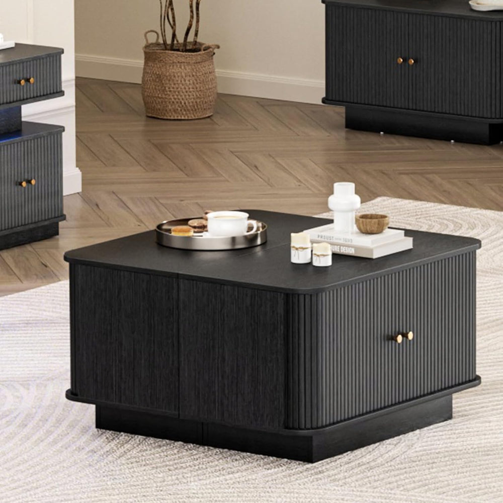 AKMAKM Fluted Shoe Storage Bench, 31" W Small Entryway Bench with Slidin...