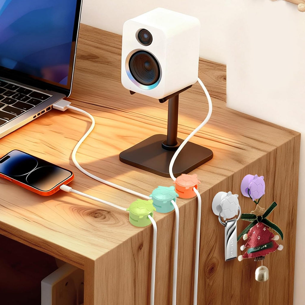 8 Pack Rotatable Cable Clips, Cord Organizer Spring Clip Cord Holder for Nightstand Cable Holders for Cords Charging Cable Organizers Cable Management for Desk Office Car Wall (Multicolor)