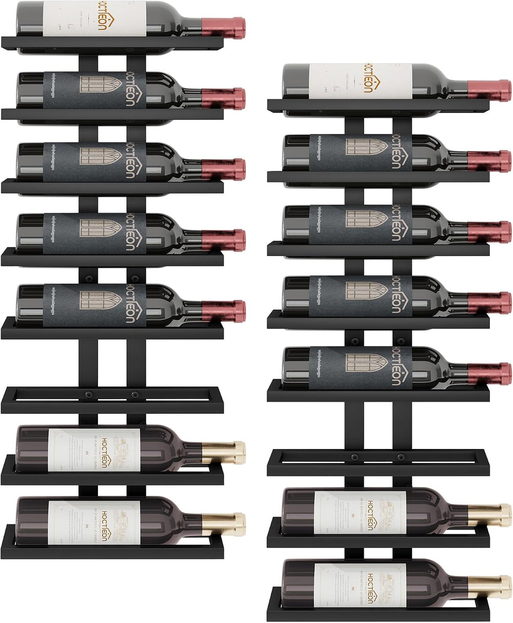 Hoctieon 2-Set 8 Tier Wall Mount Wine Rack (16 Tiers), Wall Racks for Wine Bo...