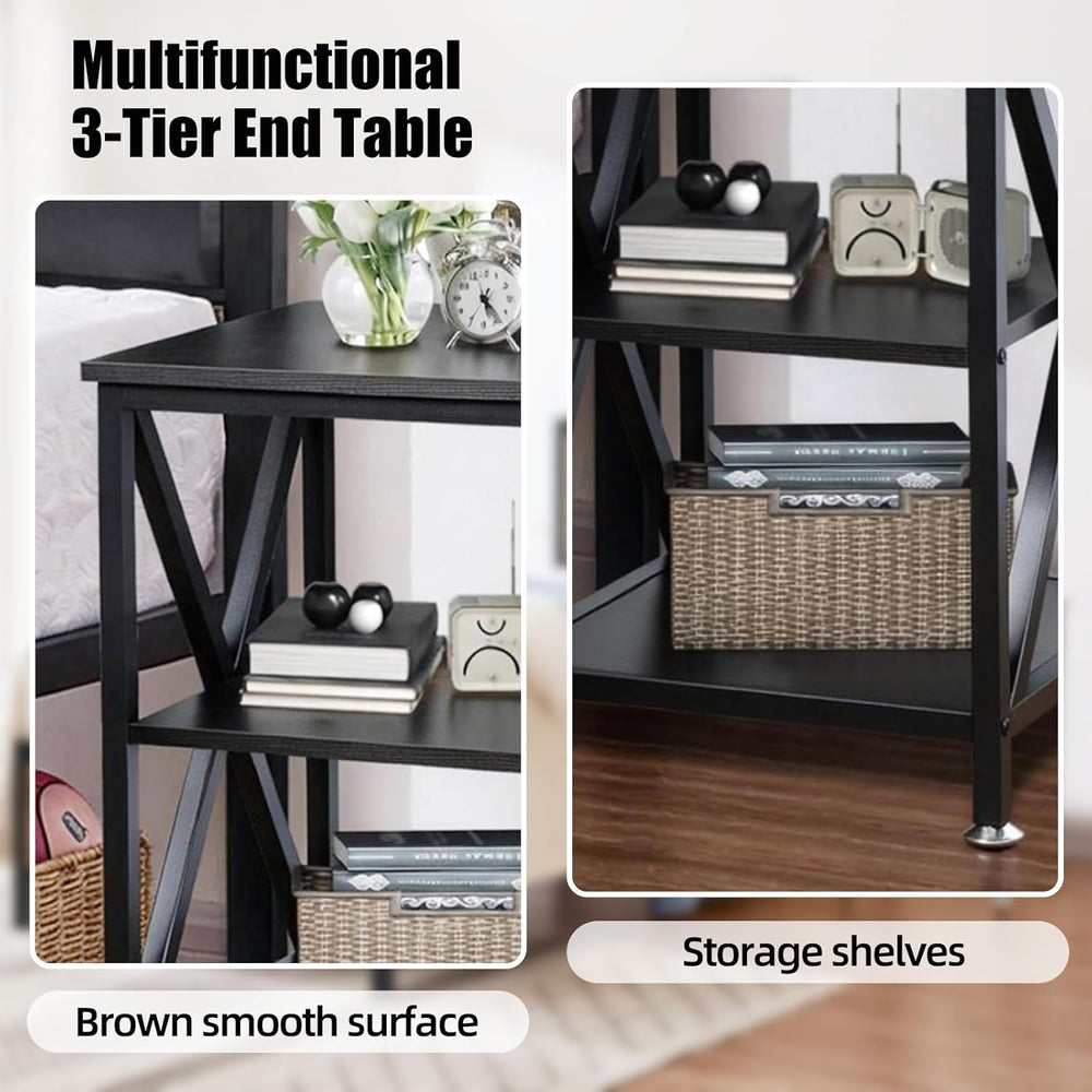 TooCust Square End Table with Storage Shelf, 16" D X 16" W X 24&quo...