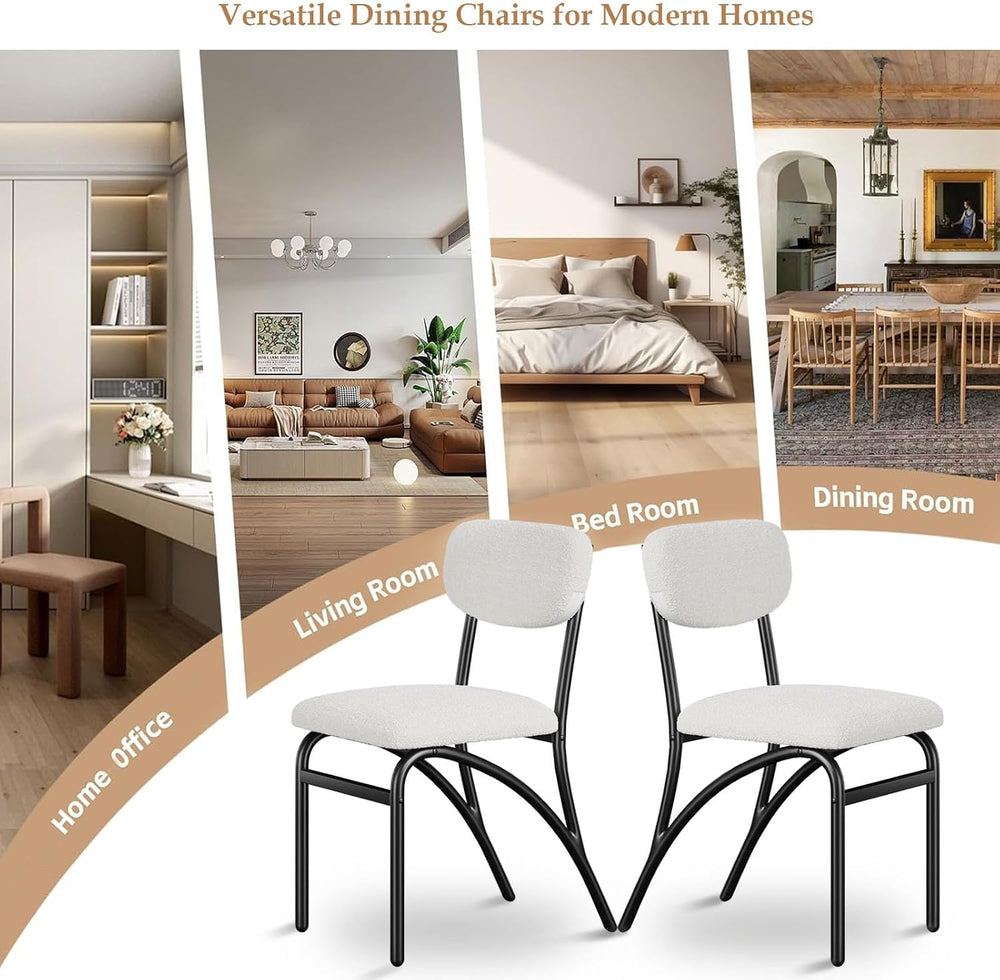 GarveeHome Beige Dining Chairs Set of 4, Boucle Upholstered Kitchen Chair, Mo...