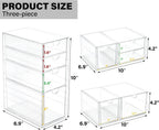 Prsildan Acrylic Drawer Makeup Organizer with 9 Drawers, Set of 3 Office Desk Organizers Accessories, Clear Stackable Storage Drawers for Vanity, Countertop, Craft, Jewelry, Art Supply Organization