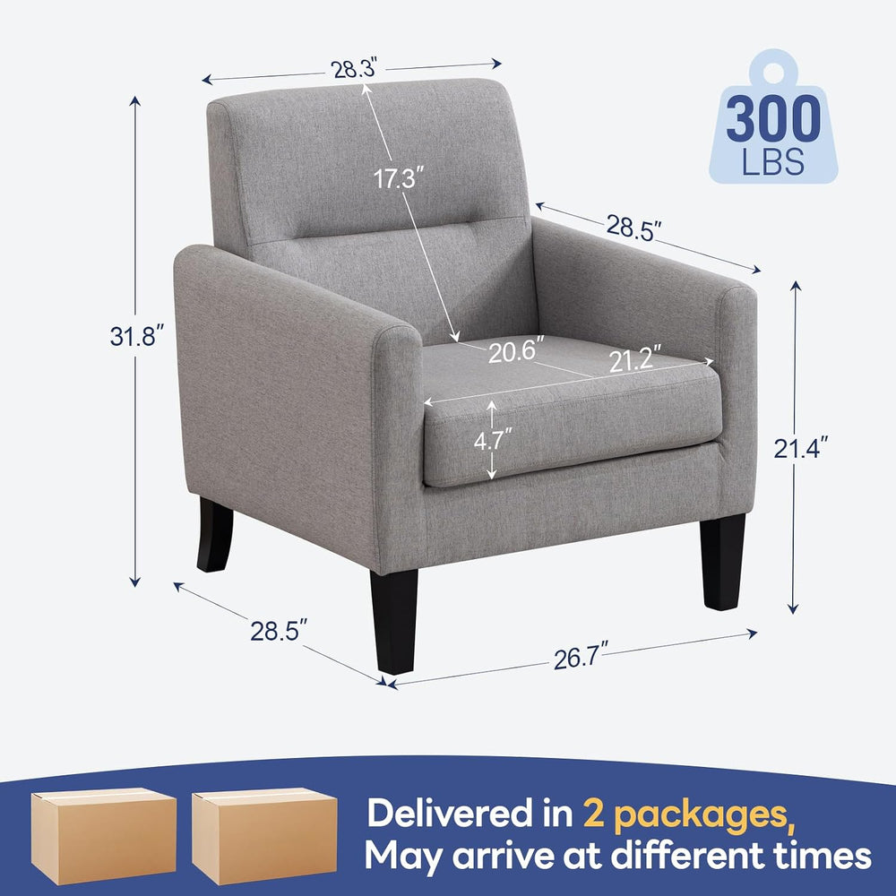 Accent Chairs Set of 2, Mid Century Modern Living Room Chairs, Light Grey | A...