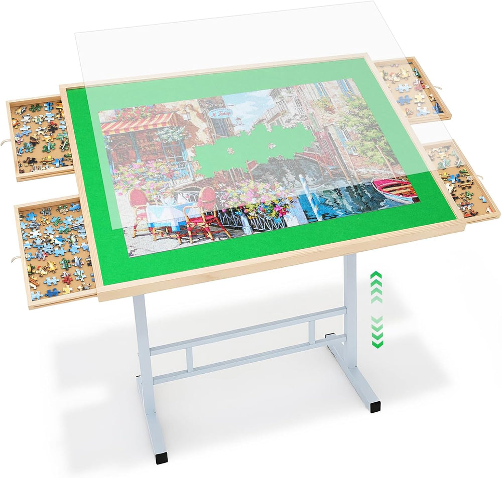 Fanwer 1500 Pieces Tilting Puzzle Table with 4 Drawers & Cover for Adults
