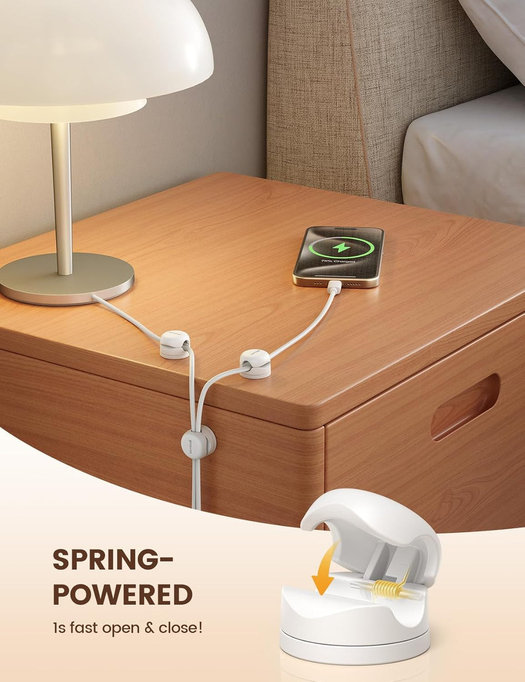 Lamicall 12Pack Rotatable Cord Organizer, Office Desk Nightstand Accessories - Cable Clips Management, Birthday Gifts for Teens Friends, Desk Phone Charger Holder Gadget, Home Workspace Organizer