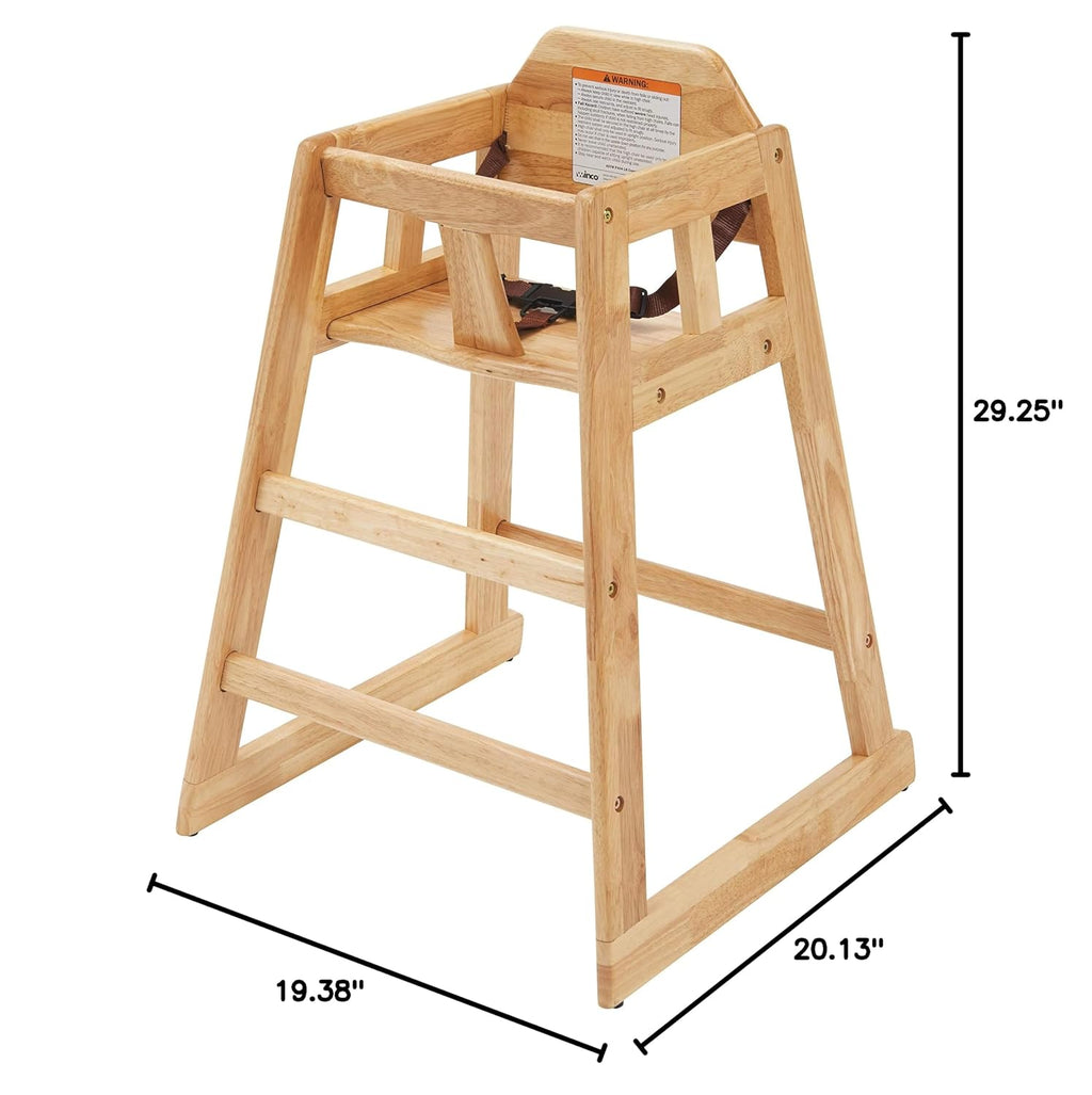 Winco Unassembled Wooden High Chair, Natural,Tan, Medium