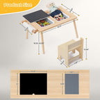 DOREROOM Sensory Toddler Table & Chair Set, Double-Side Graffiti, Natural | 2 Storage Bins & Roller holder, Sand & Water Tables with Building Block Base, For Playroom, Daycare, Classroom, Home, Ages 3+
