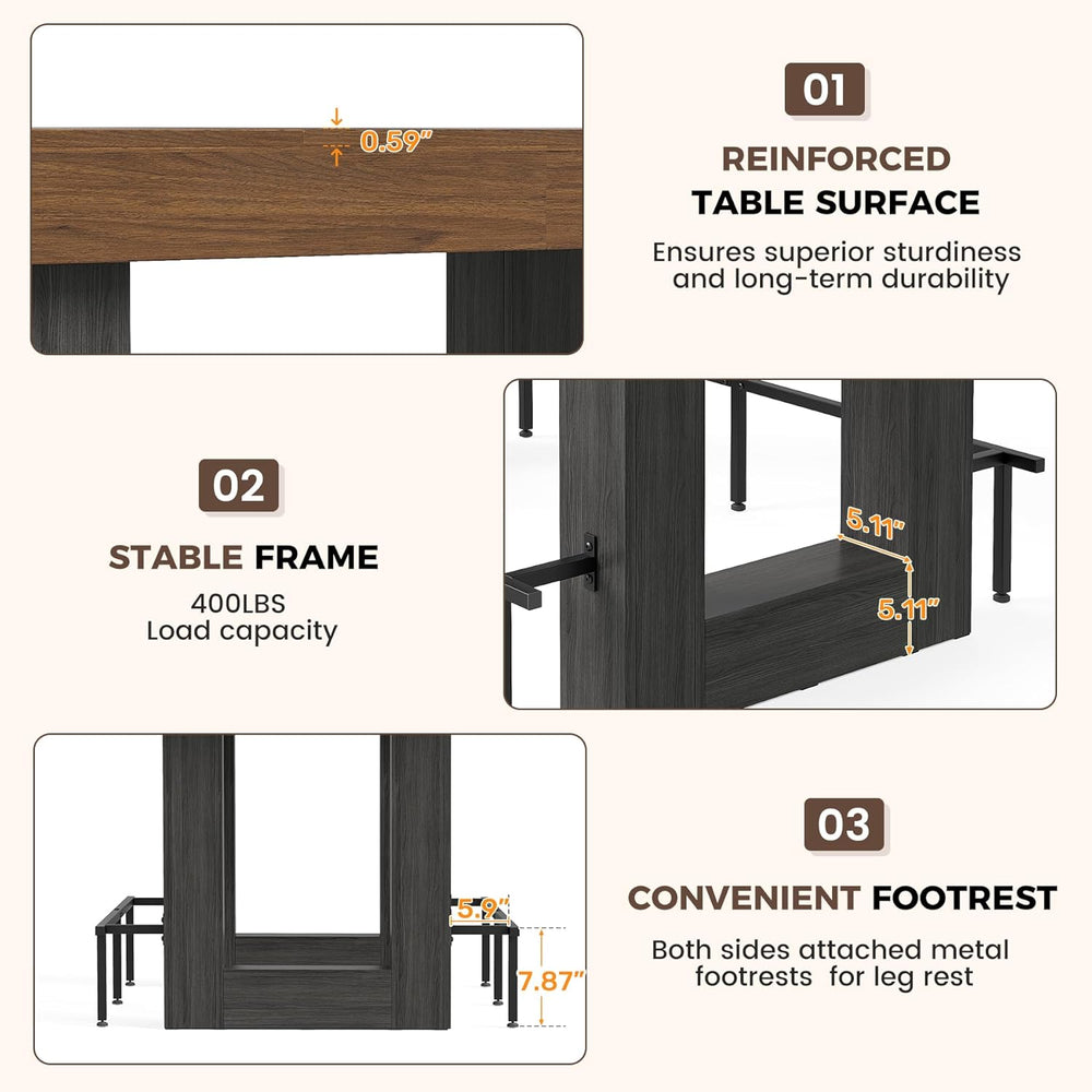 Miereirl 5-Piece Bar Table Set, 63" Counter Height Dining Table with 4 S...