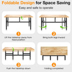 60” Folding Workbench, 2000 LBS Capacity Heavy Duty Workbench, Height Adjustable Foldable Work Table, Rubberwood Collapsible Desk for Workshop, Garage, Office, Home