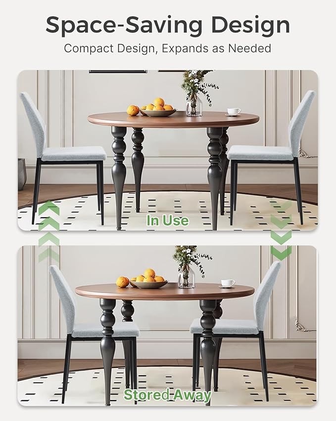 Dining Chairs Set of 4, Upholstered Wooden Dining Room Chairs, Mid Century Modern Fabric Kitchen Chair with Metal Legs Chenille Fabric for Kitchen/Restaurant/Hotel- Light Gray (Only Chairs)