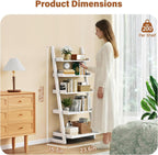 CozyDH Wooden Ladder Shelf, White Ladder Bookshelf Narrow 5-Tier,Ladder Shelf Bookcase Storage for Living Room, Bedroom, Home Office,23.6''Dx15.7''Wx55.1''H